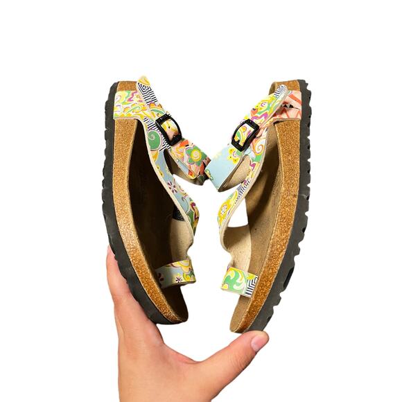 Birki’s by Birkenstock Fuji To Loop Sandals Floral Womens Size 6 Shoes - Picture 4 of 7